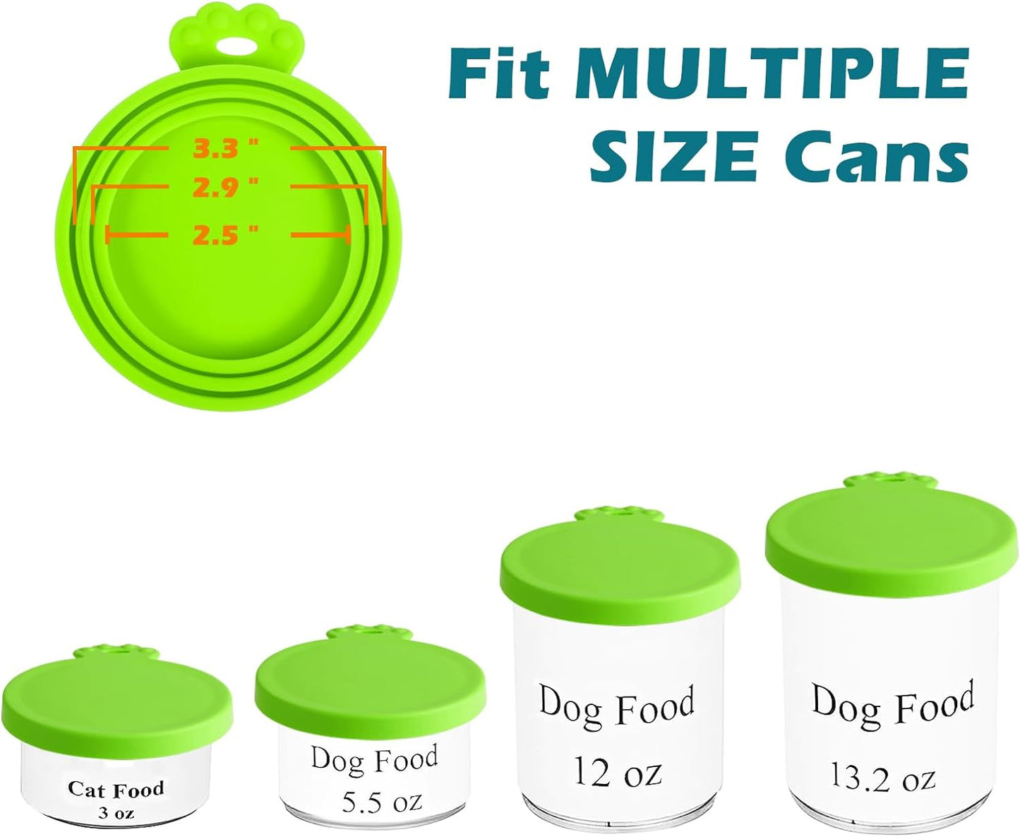 4 Pack Silicone Pet Can Cover Lids, Universal Size for Dog Cat Food, 1 Fit 3 Standard Size Can Tops, BPA Free Dishwasher Safe (Blue, Green, Orange, Pink)