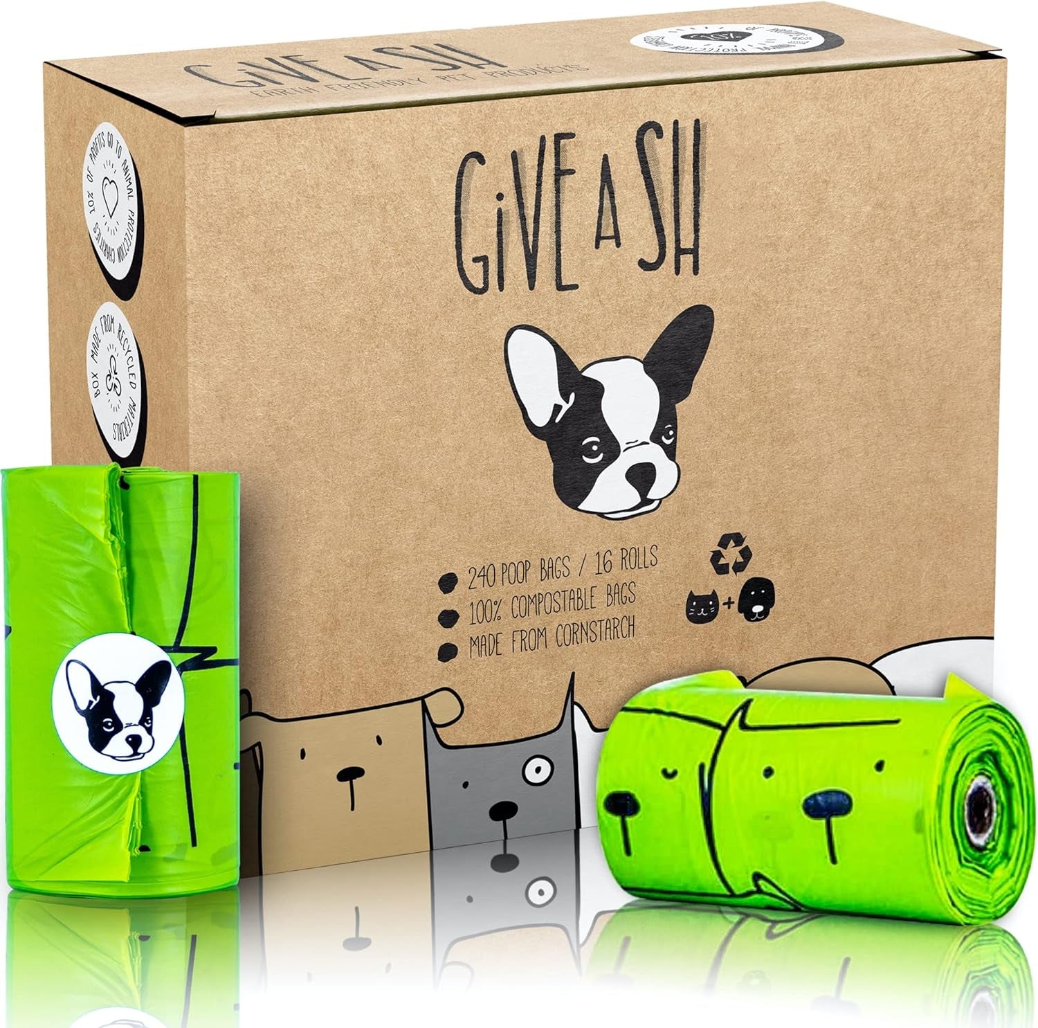 Certified Home Compostable Dog Poop Bags - 240 Pack (16 Rolls) - TUV OK HOME COMPOST Certified - Thick + Leakproof - 10% to Charity - Biodegradable Poop Bags for Dogs and Pet Waste - Doggie Supplies