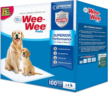 Wee-Wee Absorbent Pads for Dogs, 100 Count, Original (Puppy): 22.5" X 23"