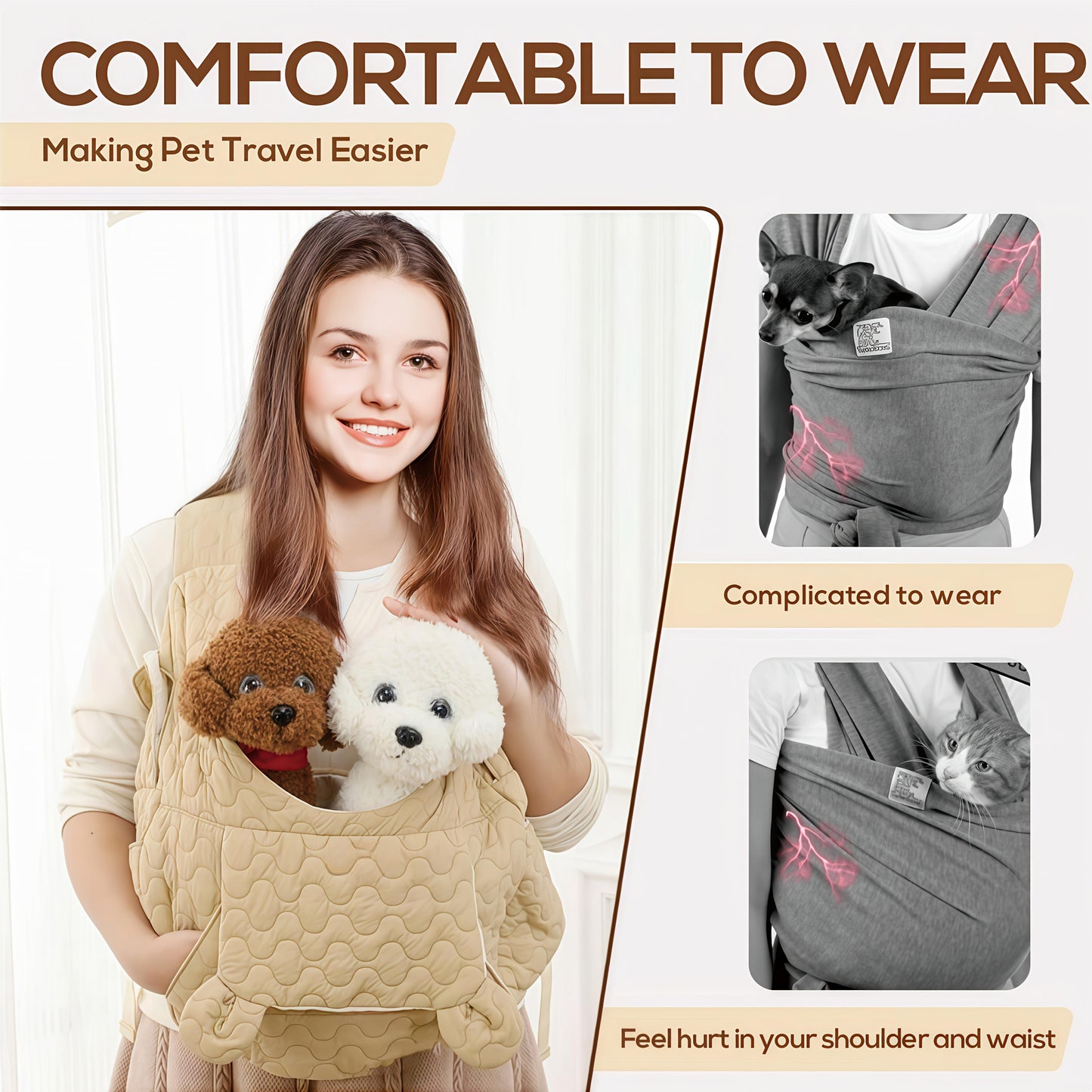 Adjustable Front-Facing Pet Travel Backpack with Removable Bottom Safety Device, Suitable for Cats, Dogs, and Rabbits. Ideal for Travel, Camping, and Hiking.